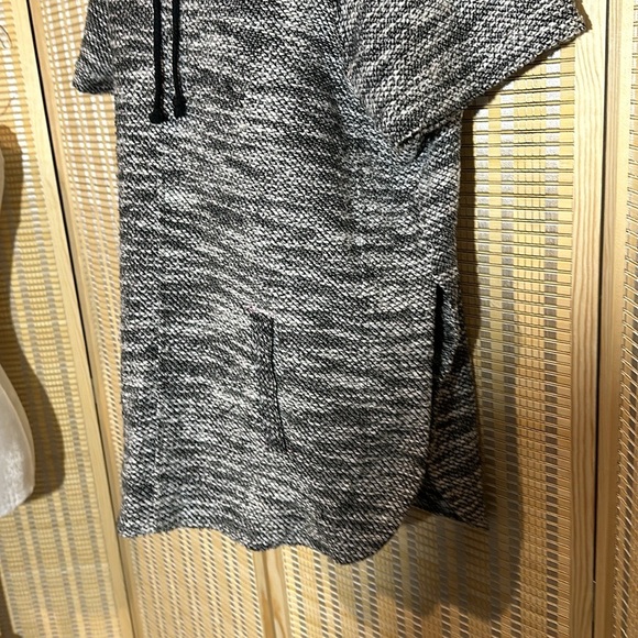 Tara By Vince Heather Gray Drawstring Cowl Neck Short Sleeve Sweater Large - Picture 5 of 16